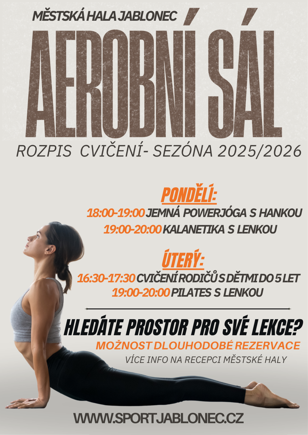 Rozpis cvičení v aerobním sále